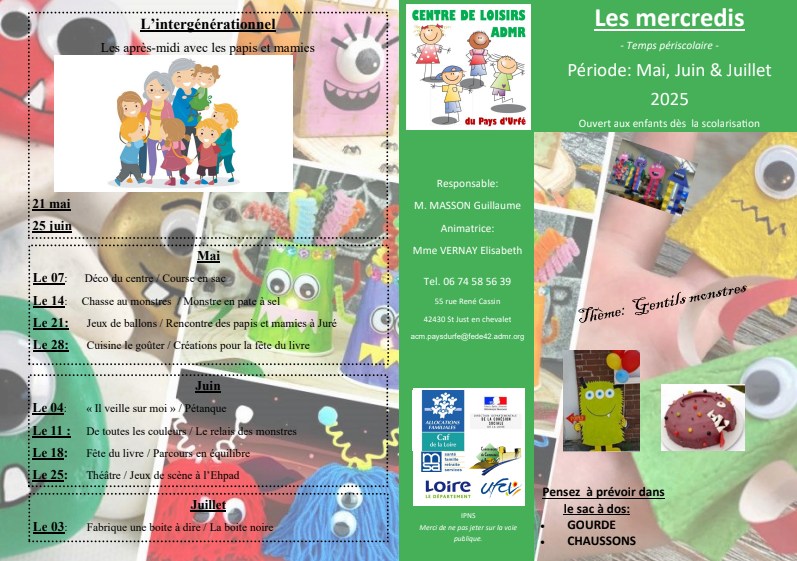 Programme des mercredis de mai à juillet
